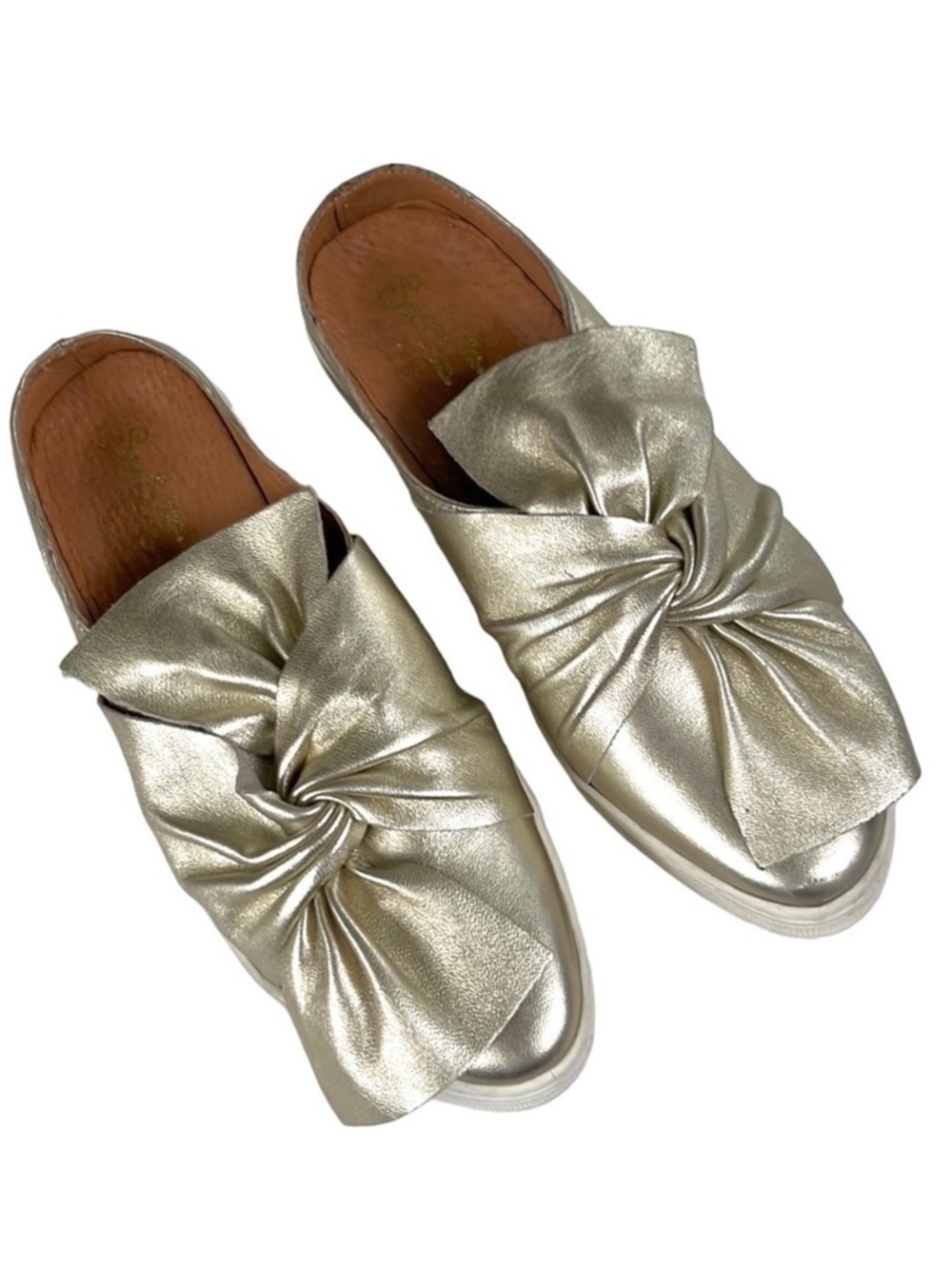 EUC Seychelles Leather Jubilant Mules Gold Size 6